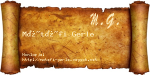Mátéfi Gerle névjegykártya